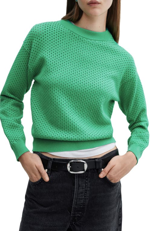 MANGO Open Stitch Sweater in Green at Nordstrom, Size Small