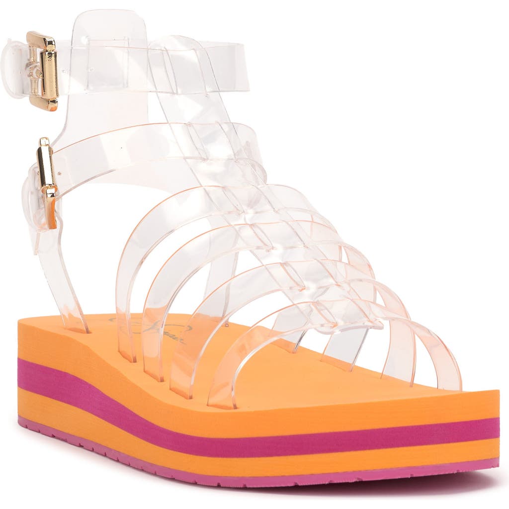 Jessica Simpson Bimala Platform Sandal In Orange/coral/clear