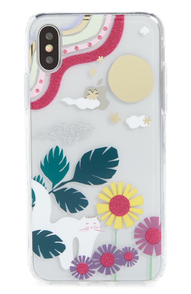 Kate Spade New York Glitter Garden Cat Transparent Iphone X Xs Xs Xr Case Nordstrom