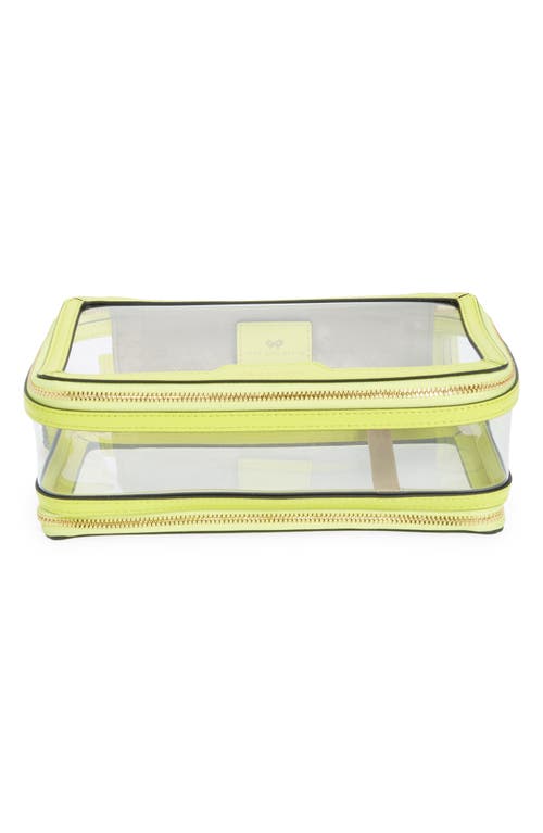Shop Anya Hindmarch In-flight Clear Travel Case In Clear/neon Yellow