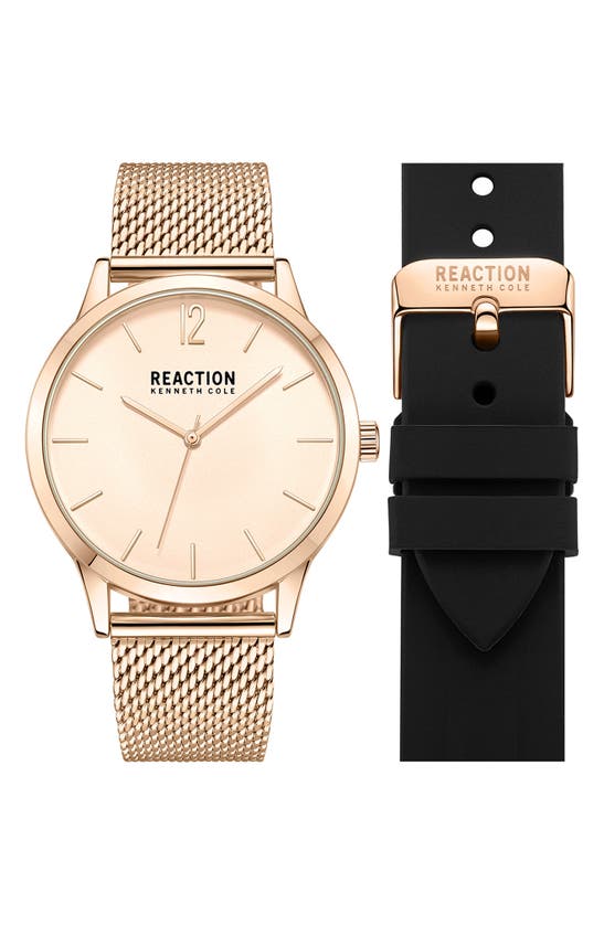 Kenneth Cole Reaction Classic Mesh Strap Watch & Silicone Strap Gift Set, 40mm In Neutral