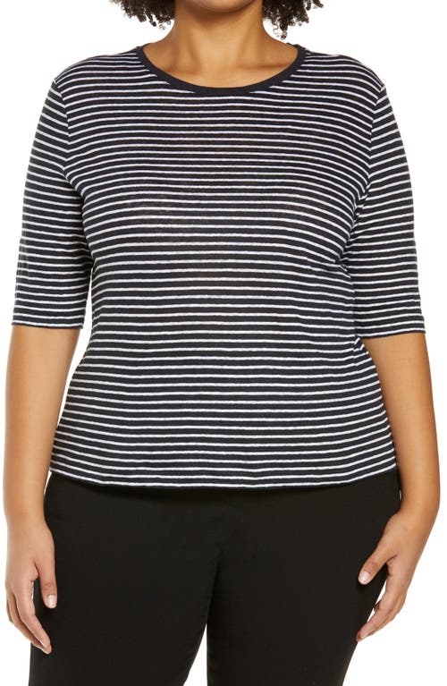 Vince Stripe Crewneck Slub Jersey T-shirt In Black