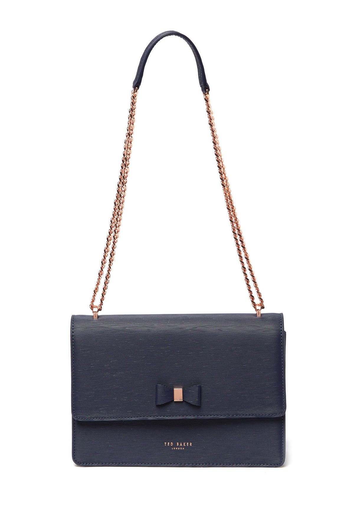 delila bow detail leather cross body bag