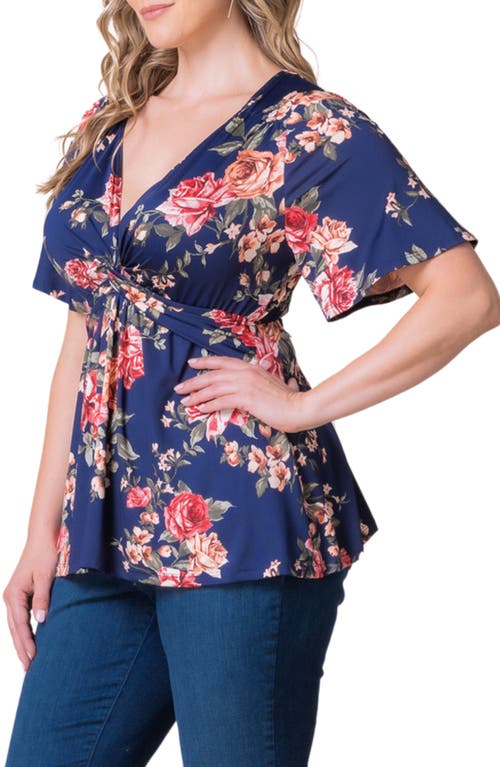 Shop Kiyonna Abby Twist Front Top In Coming Up Roses