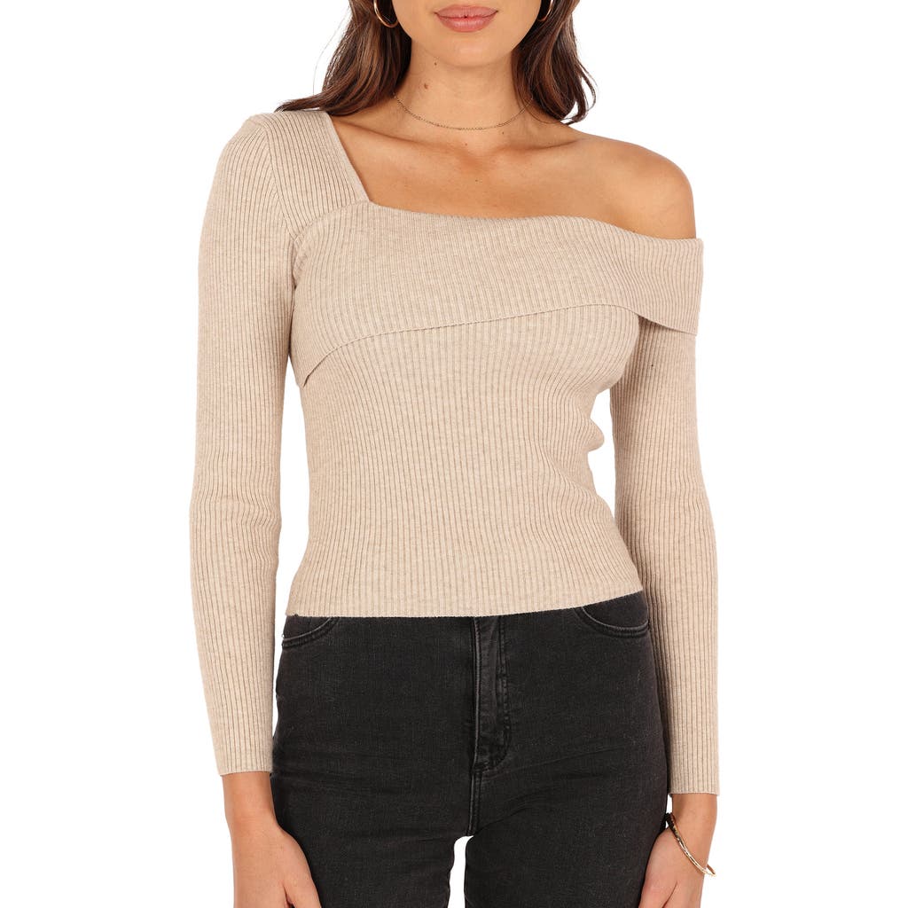 Petal And Pup Petal & Pup Aleena One-shoulder Rib Sweater In Neutral