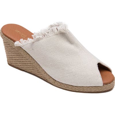 Andre Assous Popy Frayed Wedge Mule, Ivory
