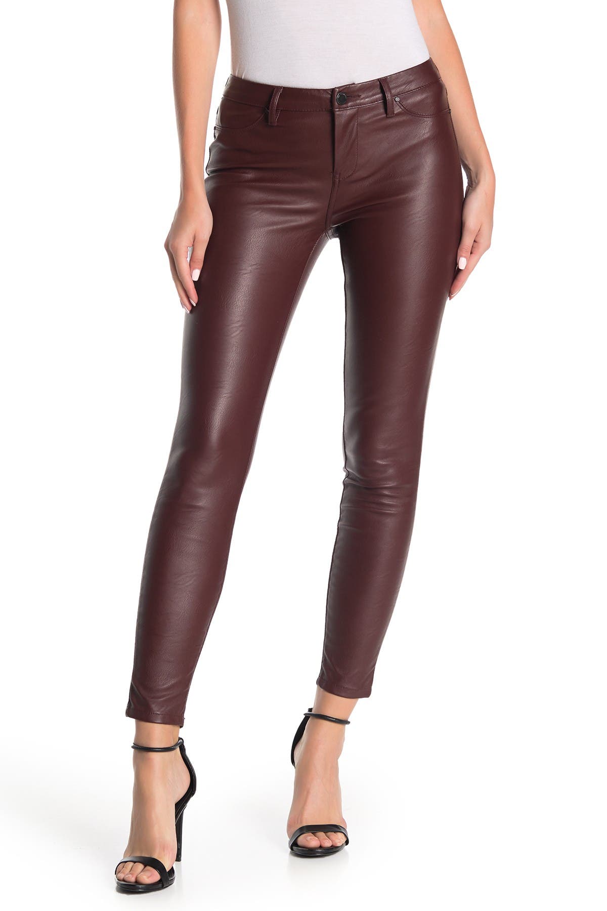 high waisted faux leather jeans