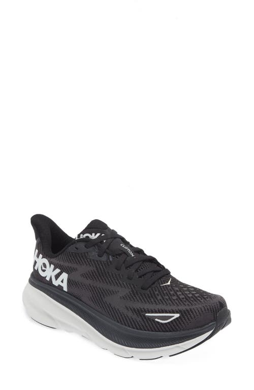 HOKA Clifton 9 Running Shoe in Black /White