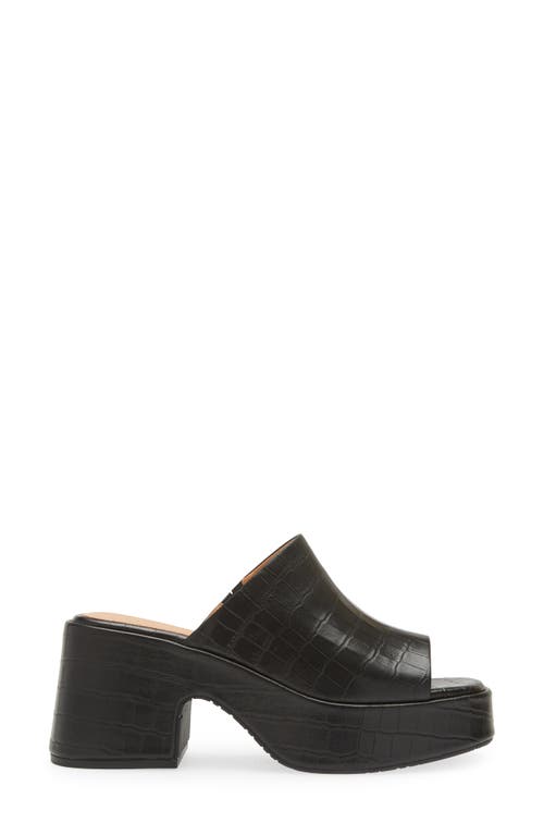 Chocolat Blu Helia Platform Sandal In Black Crocodile
