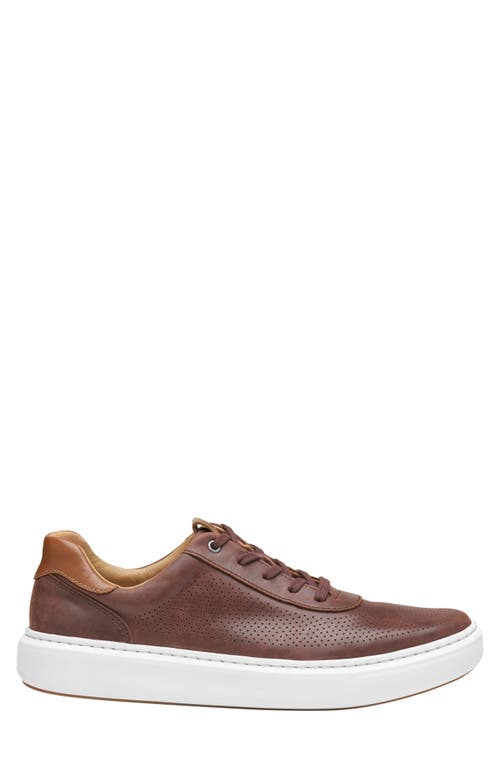 Shop Johnston & Murphy Anders Perforated Sneaker In Dk Mahogany Full Grain