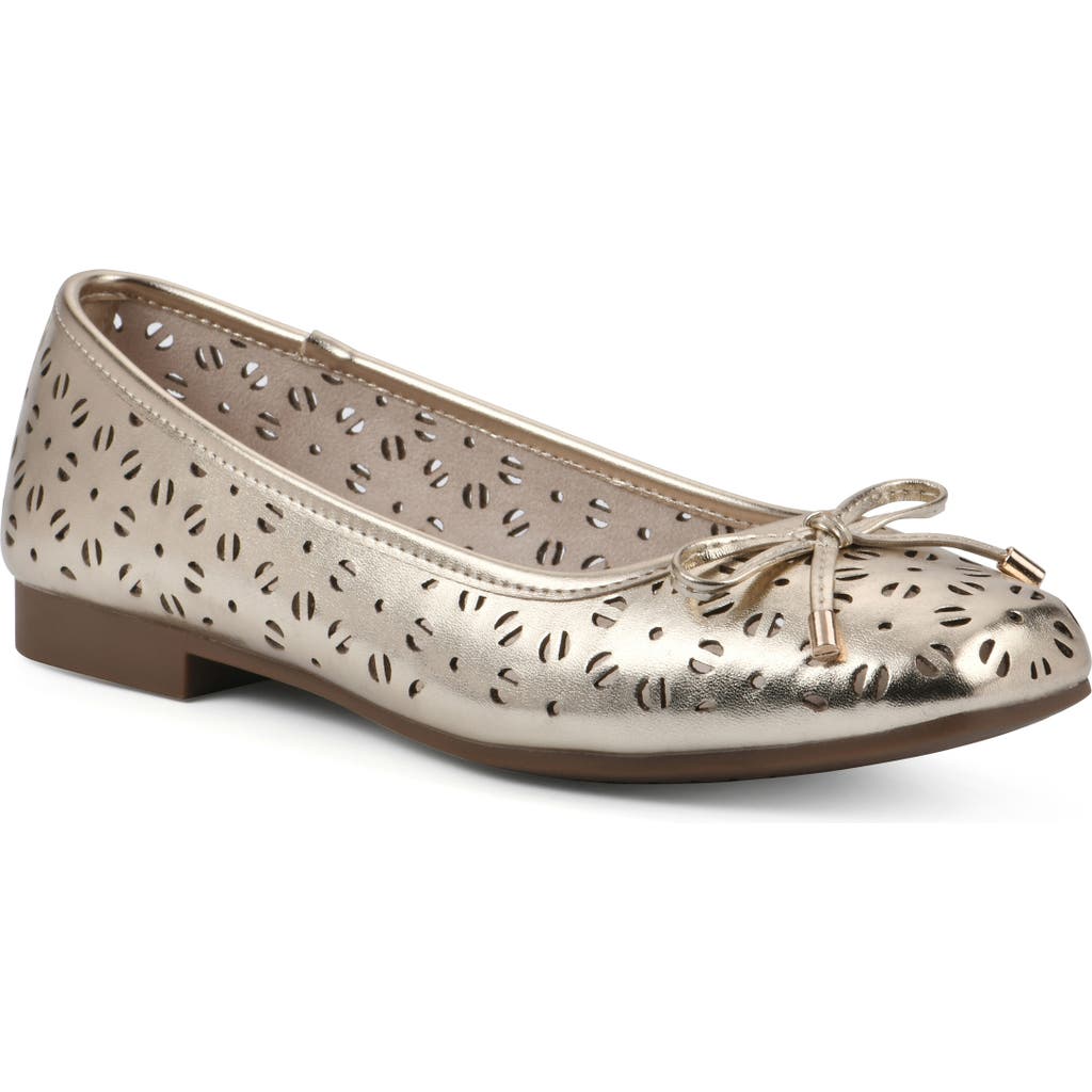 Shop Cliffs By White Mountain Bessa Square Toe Flat In Platino/metallic/smooth