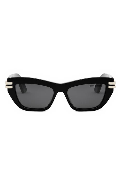 Shop Dior C B1u 50mm Butterfly Sunglasses In Shiny Black/smoke