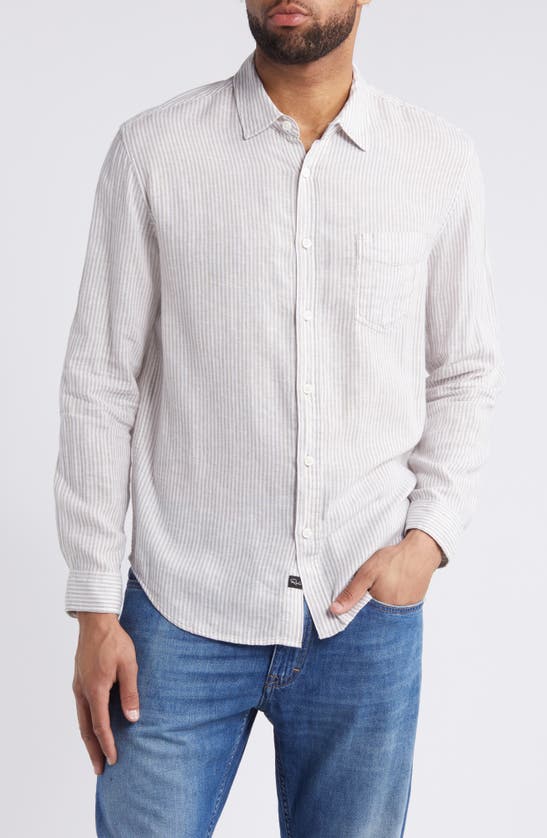 Rails Connor Stripe Linen Blend Button-up Shirt In White