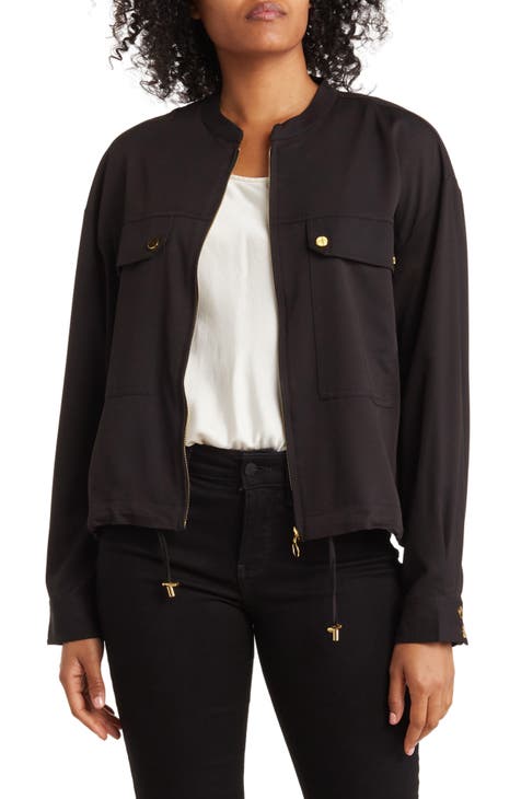 Drawcord Zip Front Jacket
