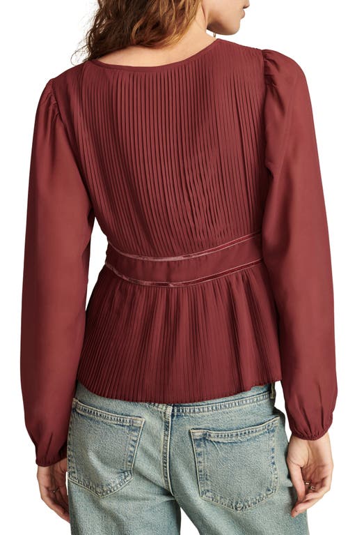 Shop Lucky Brand Pleated Peplum Top In Burgundy