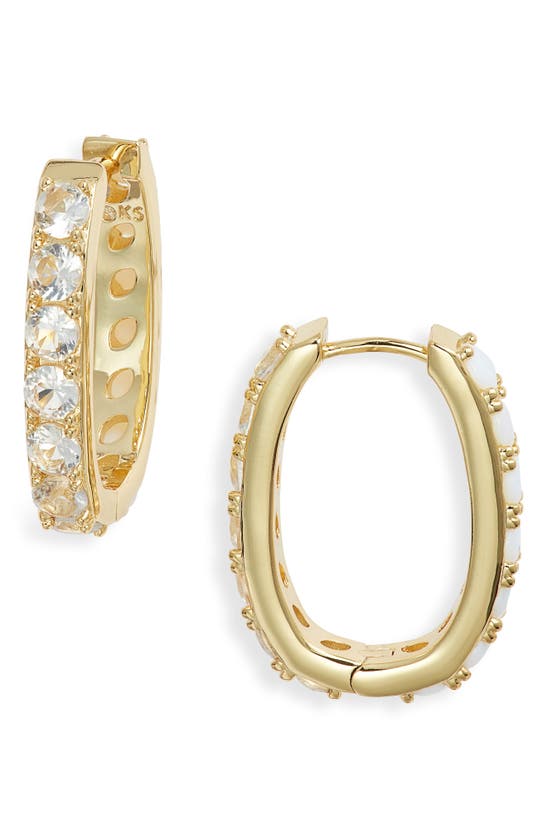 Shop Kendra Scott Chandler Hoop Earrings In Gold Whte Opalite