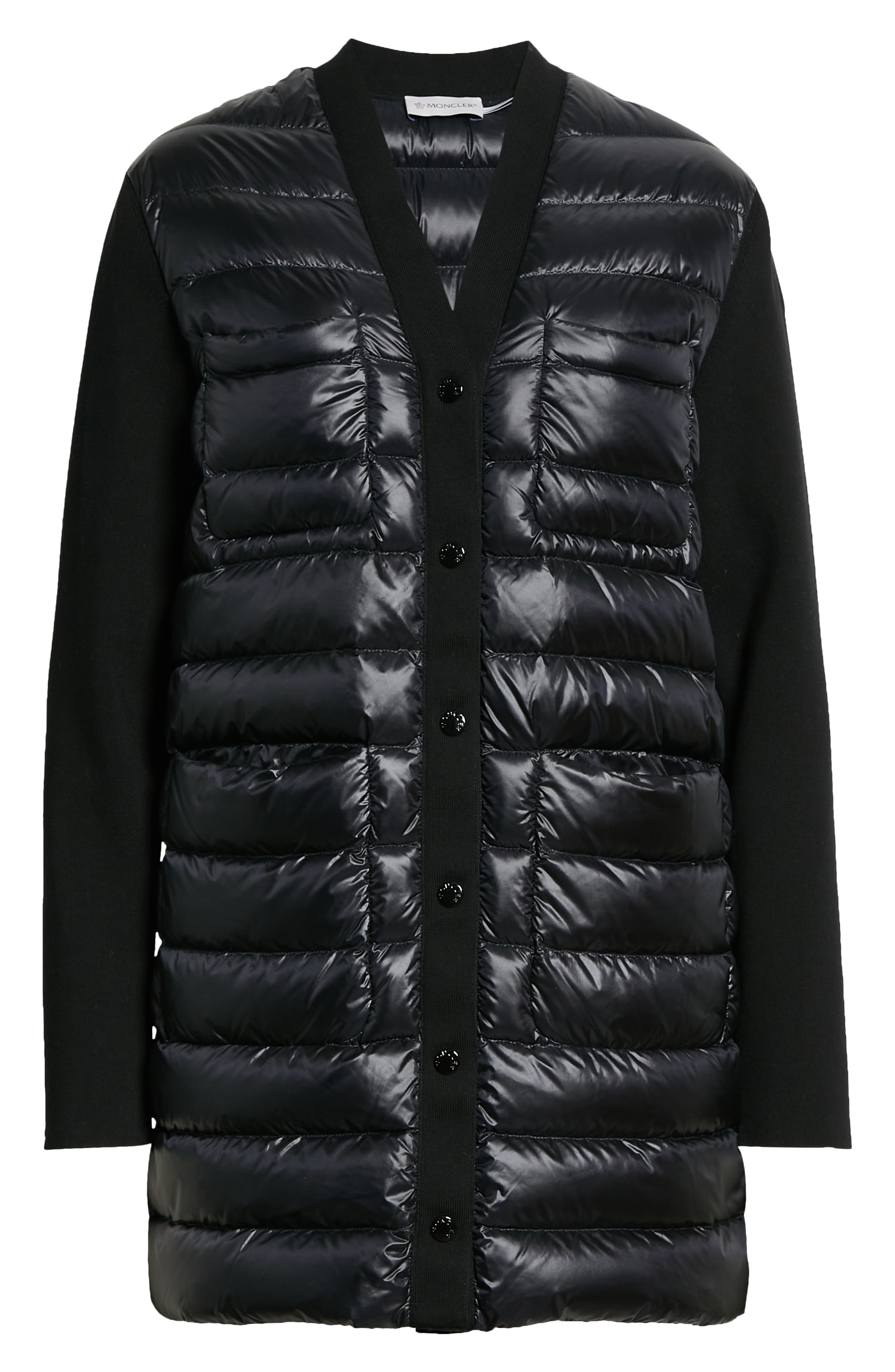Moncler Women's V-Neck Down Cardigan - Black - Size L