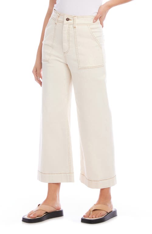 Shop Fifteen Twenty Rylee Cotton Twill Wide Leg Crop Pants In Natural