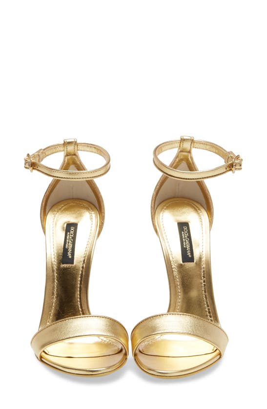 Shop Dolce & Gabbana Keira Baroque Dg Heel Sandal In Gold