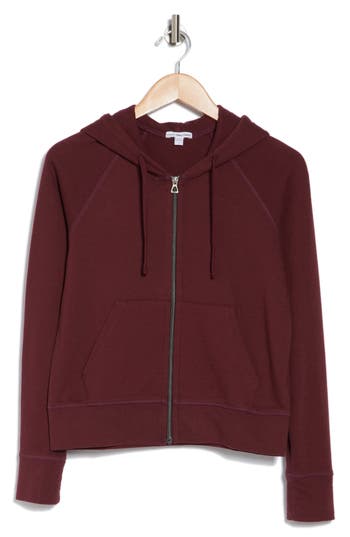 Shop James Perse French Terry Crop Zip Hoodie In Cordova