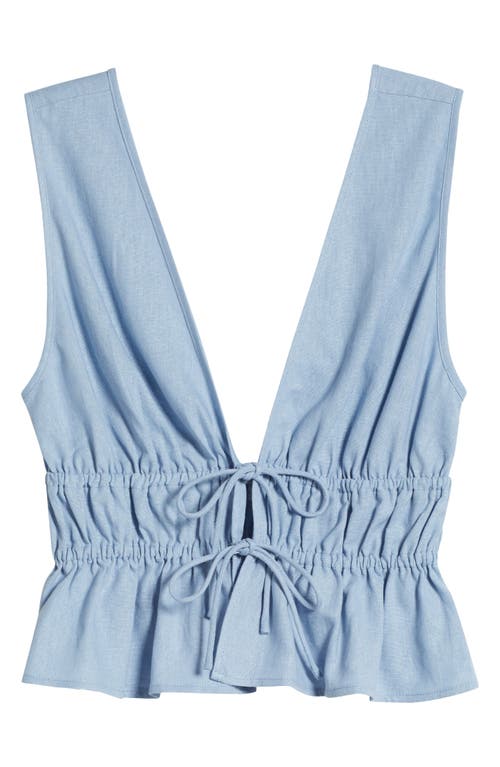 Shop Wayf Nadine Deep V-neck Sleeveless Top In Dusty Blue