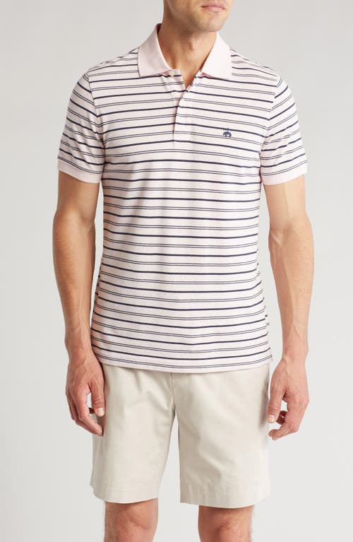 Shop Brooks Brothers Stripe Slim Fit Polo In Pink/navy