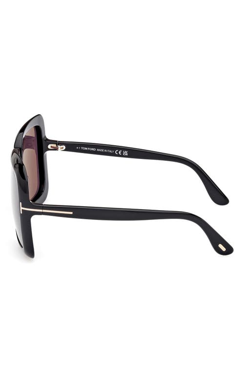 Shop Tom Ford Lorelai 59mm Square Sunglasses In Shiny Black/smoke