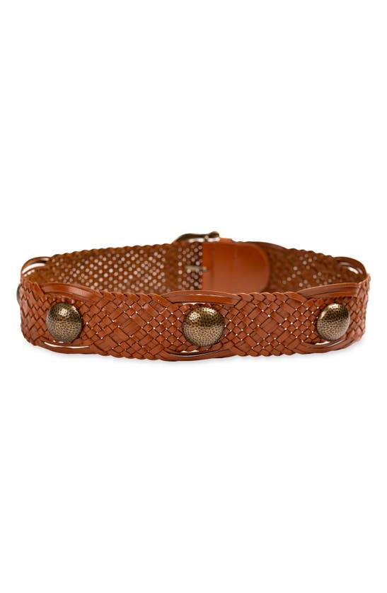 Shop Sam Edelman Wide Woven Leather Western Belt In Tan