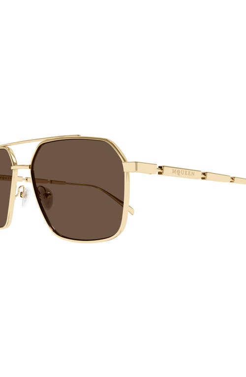 Shop Alexander Mcqueen 59mm Pilot Sunglasses In Gold