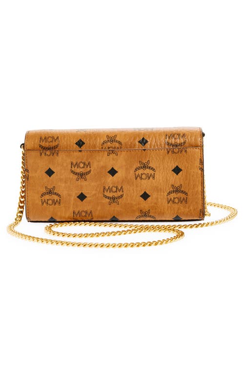 Shop Mcm Mini Aren Visetos Coated Canvas Crossbody Bag In Cognac