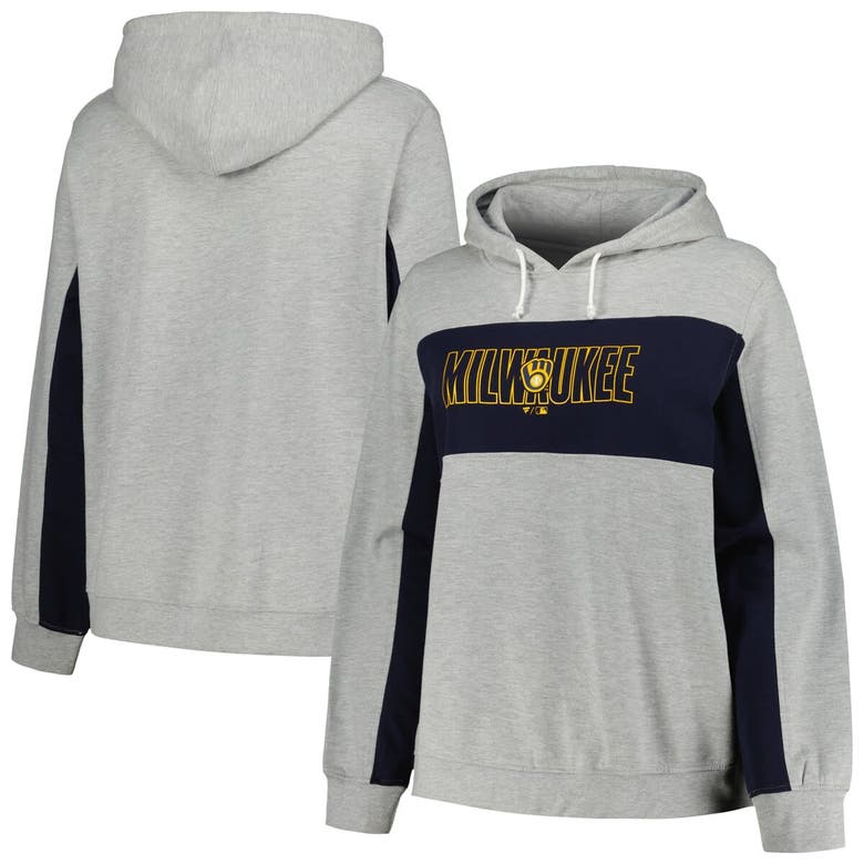 Shop Profile Heather Gray Milwaukee Brewers Plus Size Pullover Jersey Hoodie