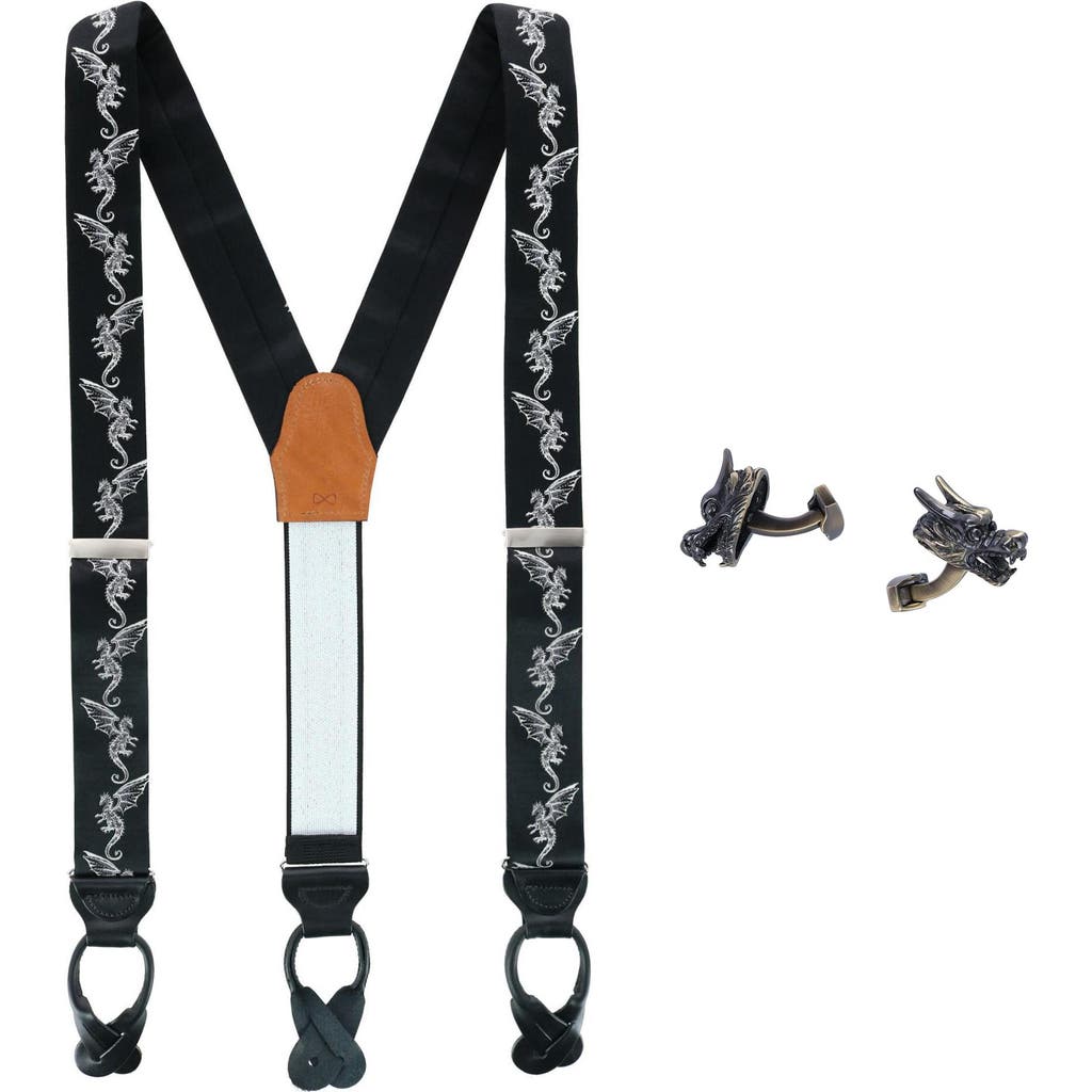 Trafalgar Guardian Of Freedom Silk Brace And Brass Cufflink Set In Black