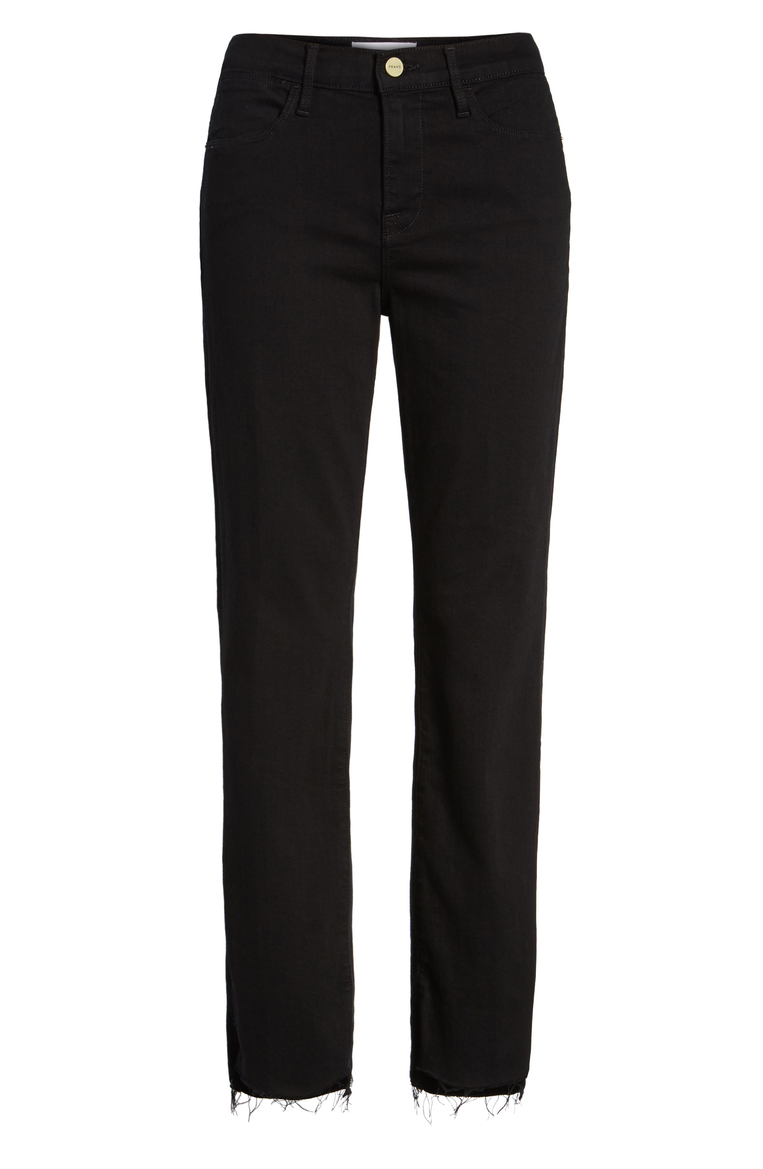 FRAME Le High Straight High Waist Staggered Hem Jeans (Film Noir) (Nordstrom Exclusive) | Nordstrom