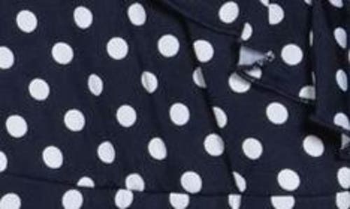 Shop Love By Design Viola Faux Wrap Mini Dress In Navy/white Polka Dot