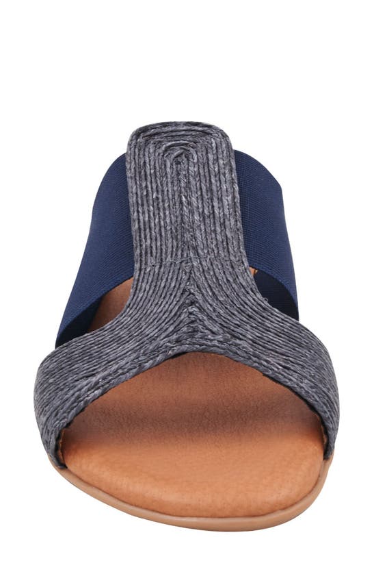 Andre Assous Noor Raffia Slide Sandal In Navy