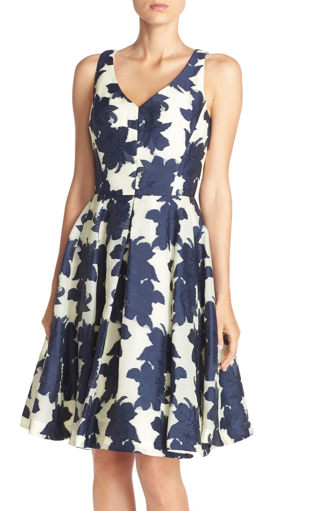 Maggy London Floral Jacquard Fit & Flare Dress Nordstrom