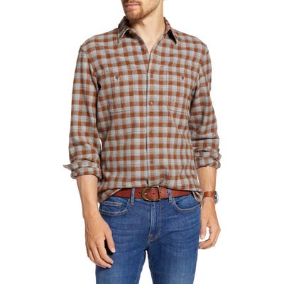 1901 Trim Fit Plaid Flannel Button-Up Shirt, Grey