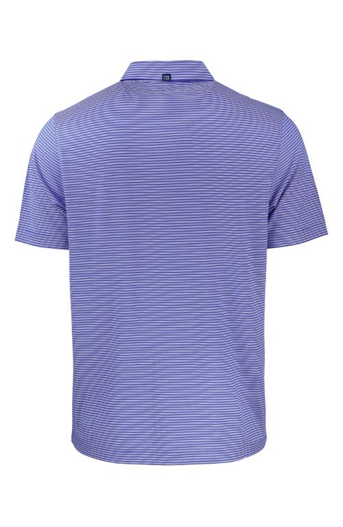 Shop Cutter & Buck Double Stripe Performance Recycled Polyester Polo In Tour Blue/white