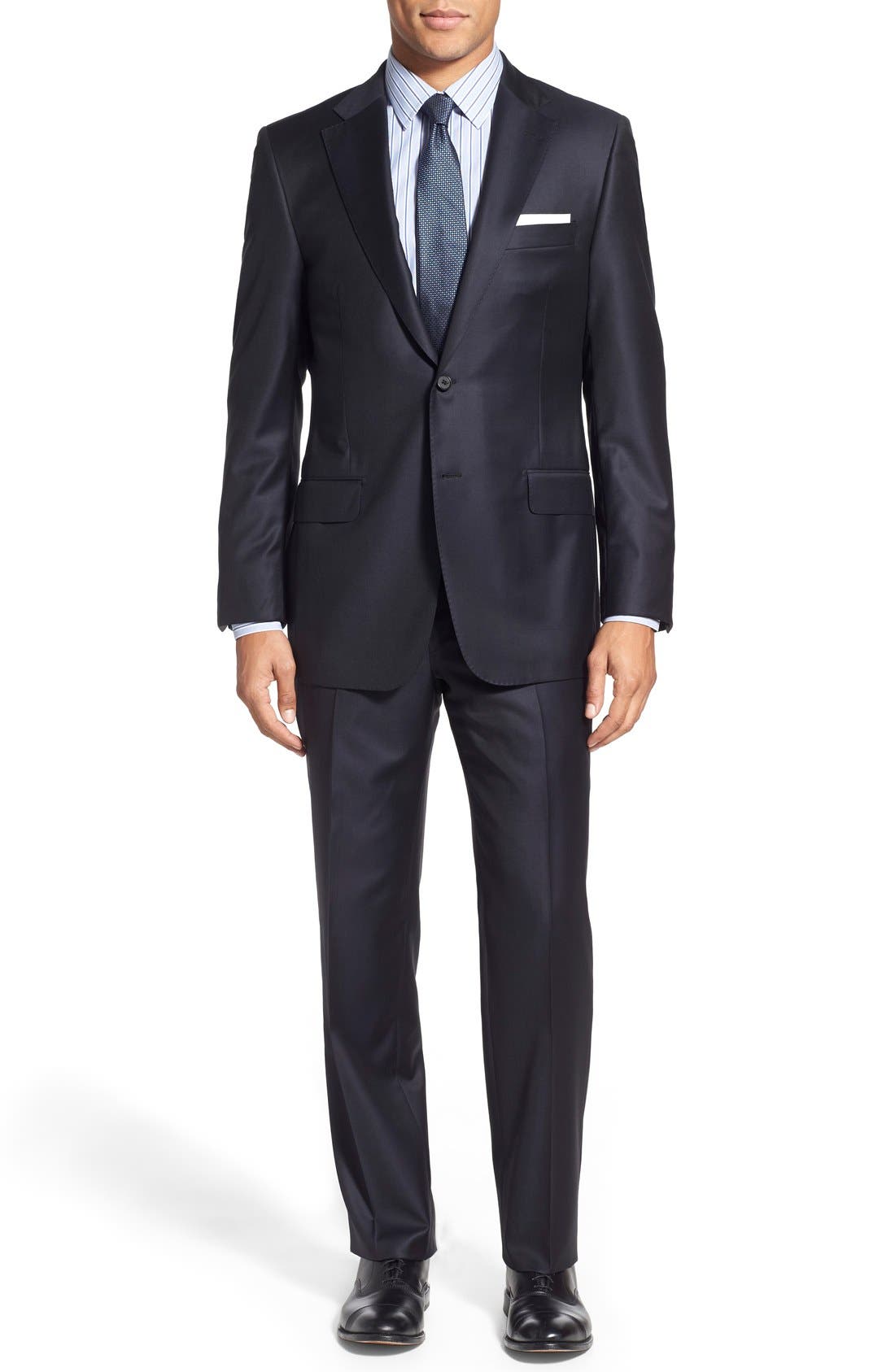 Hickey Freeman Classic B Fit Solid Wool Suit | Nordstrom