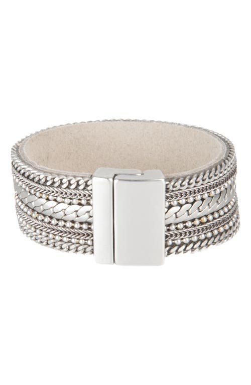 Saachi Leather Chain Bracelet In Silver