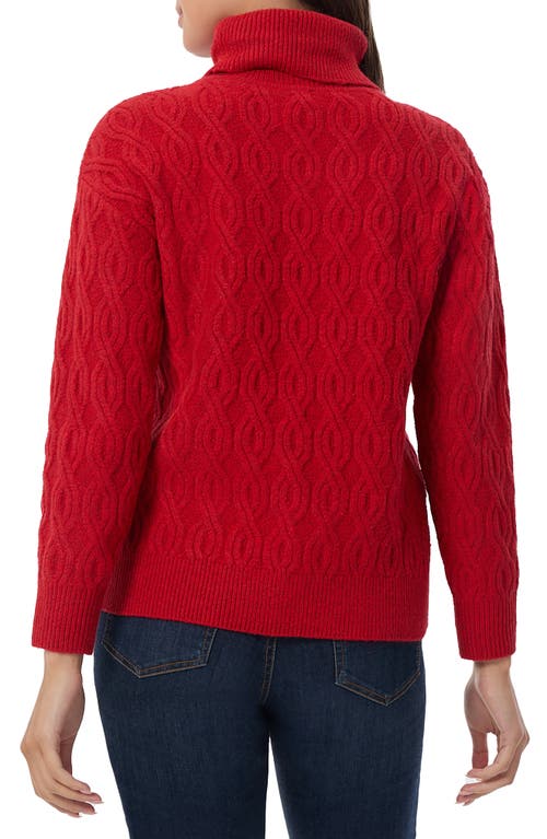 Shop Jones New York Cable Stitch Turtleneck Sweater In Deep Rouge