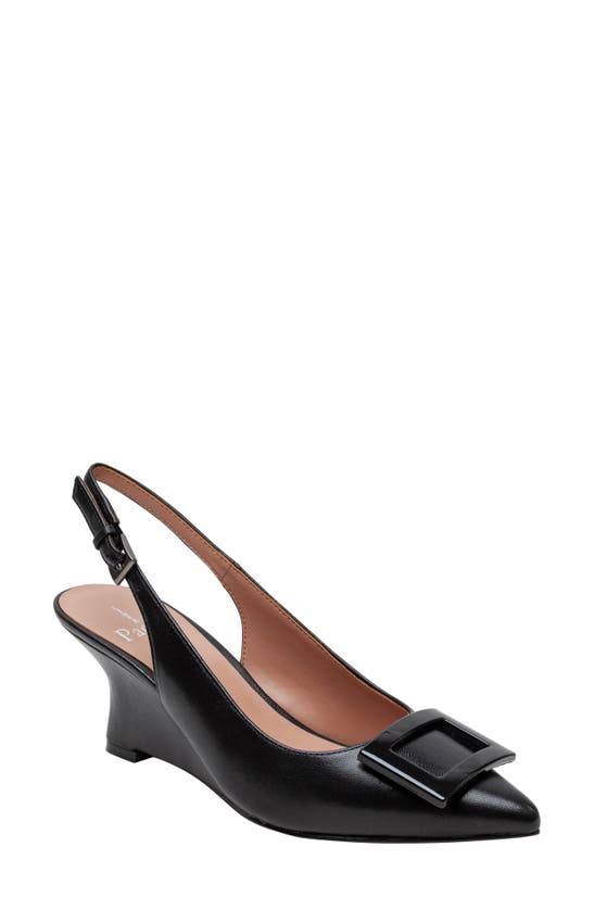 Linea Paolo Vista Slingback Pointed Toe Wedge Pump In Black