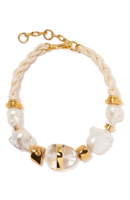 Lizzie Fortunato Glass Beach Cultured Pearl Collar Necklace In Gold