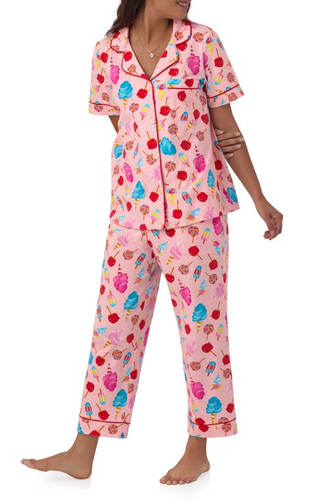 Print Jersey Crop Pajamas (Regular & Plus)