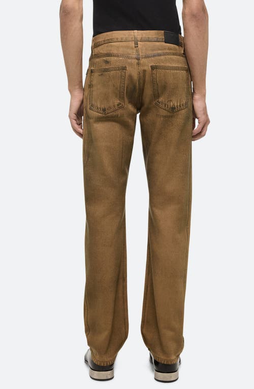 Shop Helmut Lang Worker Organic Cotton Straight Leg Jeans In Waxed Oil Stain