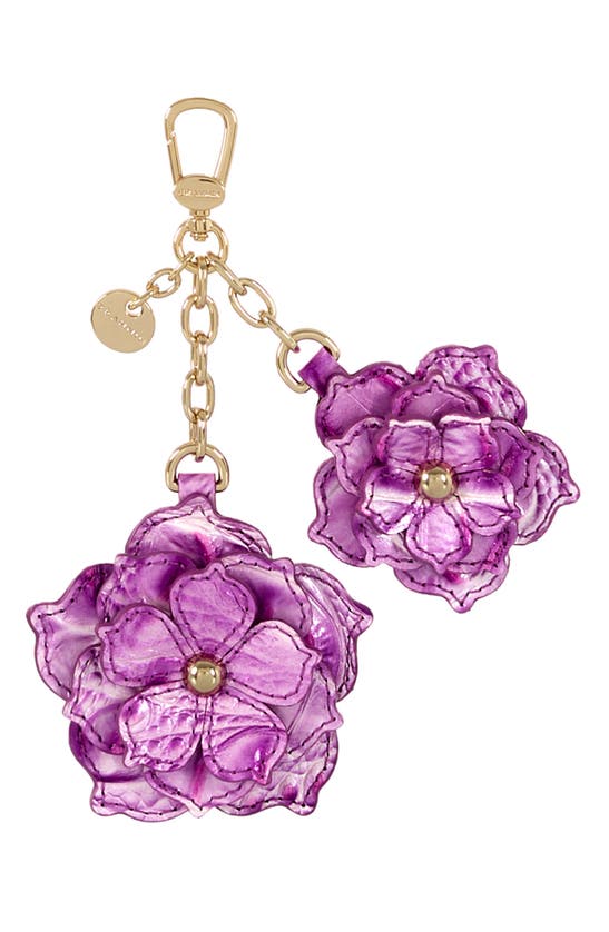 Shop Brahmin Flower Duo Bag Charm In Lilac Essence