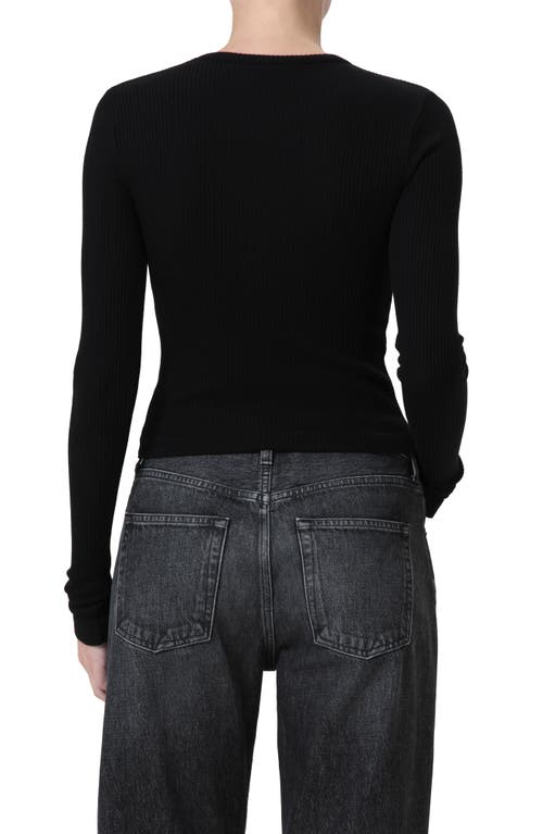 Shop Agolde Alma Shrunken Long Sleeve Rib Top In Black