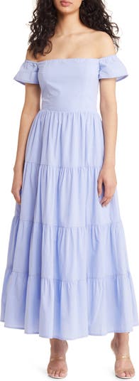 Charles Henry Off the Shoulder Tiered Cotton Dress Nordstrom