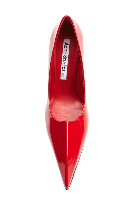 Shop Acne Studios Bordisia Patent Pointed Toe Pump In Red