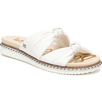 Sam Edelman Alyse Knotted Strap Studded Slide Sandal, White